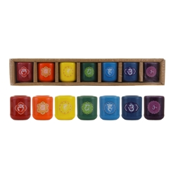 Mega Candles - 7 pcs Ceramic 1/2" Chakra Chime Spell Candle Holder - Asst