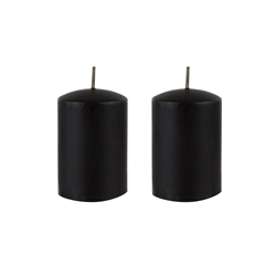 Azure Candles - 2" x 3" Unscented Round Glazed Pillar Candle - Black