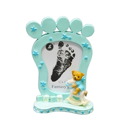 Mega Favors - 1.5" x 2.5" Baby Footprint Poly Resin Picture Frame - Blue