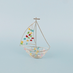 Mega Favors - Metal Sail Boat with Multi Color Beads
