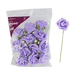 Mega Crafts - 3" EVA Rose Flower with Stem - Lavender