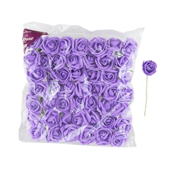 Mega Crafts - 3" EVA Rose Flower with Stem - Purple