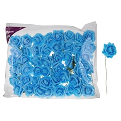 Mega Crafts - 3" EVA Rose Flower with Stem - Light Blue