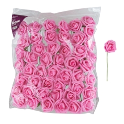 Mega Crafts - 3" EVA Rose Flower with Stem - Pink