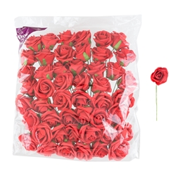 Mega Crafts - 3" EVA Rose Flower with Stem - Red