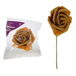 Mega Crafts - 8" EVA Rose Flower with Stem - Gold