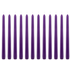 Mega Craft - 12 pcs 10" Unscented Taper Candle in White Box - Purple