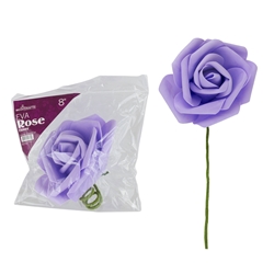 Mega Crafts - 8" EVA Rose Flower with Stem - Lavender