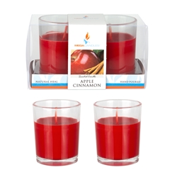 Mega Candles - 2 pcs Scented Poured Votive Glass Container Candle in Box - Apple Cinnamon