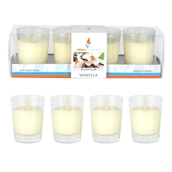 Mega Candles - 4 pcs Scented Mini Glass Container Candle in Box - Vanilla