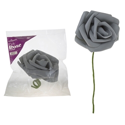 Mega Crafts - 8" EVA Rose Flower with Stem - Silver