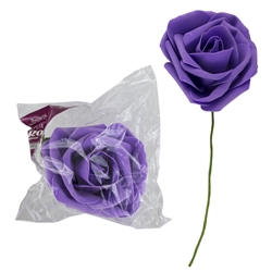Mega Crafts - 12" EVA Rose Flower with Stem - Purple