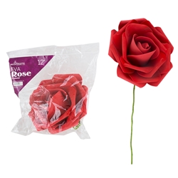Mega Crafts - 12" EVA Rose Flower with Stem - Red