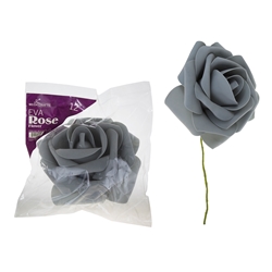 Mega Crafts - 12" EVA Rose Flower with Stem - Silver