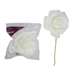 Mega Crafts - 12" EVA Rose Flower with Stem - White