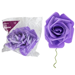 Mega Crafts - 16" EVA Rose Flower with Stem - Purple