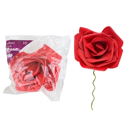 Mega Crafts - 16" EVA Rose Flower with Stem - Red