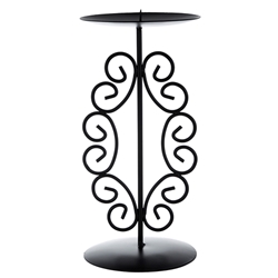 Mega Candles  -Pillar / Round Metal Candle Holder - Black