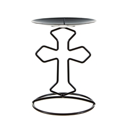 Mega Candles - Religious Cross Metal Candle Holder - Black